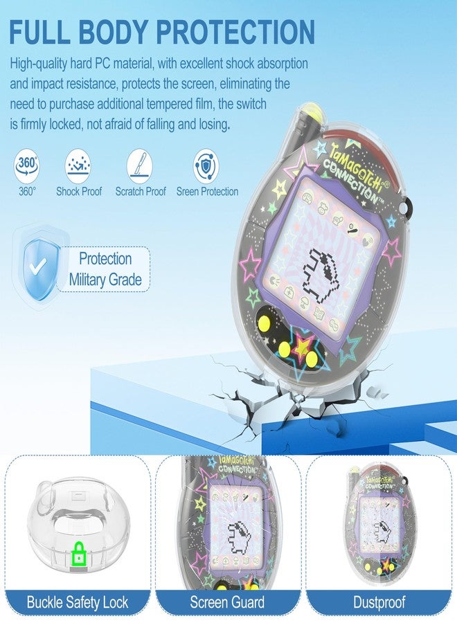 جراب SGHLDE لجهاز Tamagotchi Connection V3، غطاء واقٍ شفاف صلب من البولي كربونات مقاوم للصدمات، حقيبة تخزين محمولة شفافة لملحقات Tamagotchi Connection، شبه شفاف - Image 3